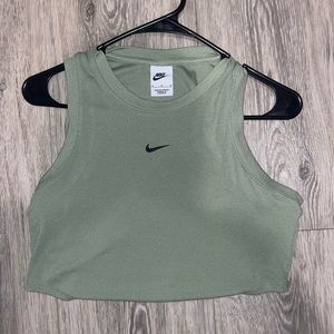 Green Nike Sportswear Chill Knit Tight Cropped Mini-Rib Tank Top